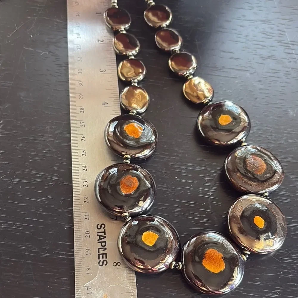 Vintage Kenya bulawaya fired clay/ceramic disk handcrafted necklace